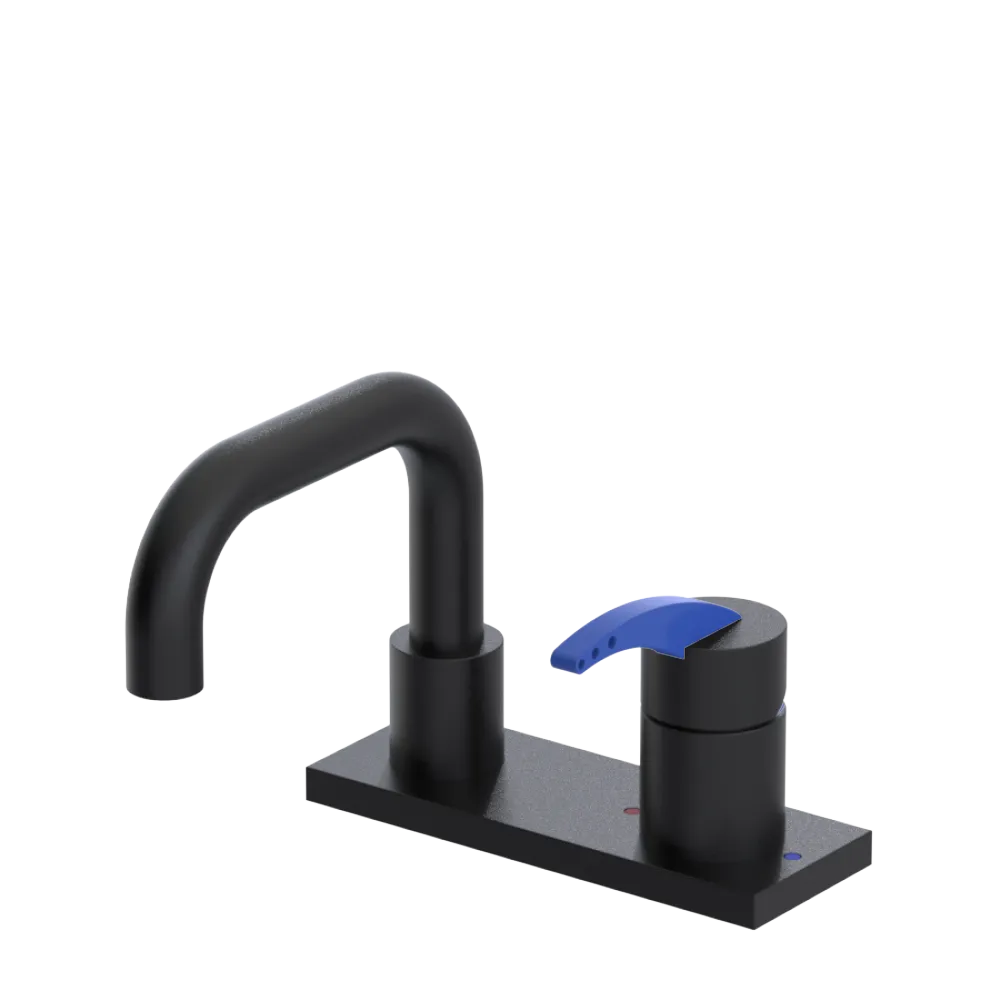 Rubinet 4" Centre Single Control Lav. Set. with Genesis spout (less drain) Matt Black