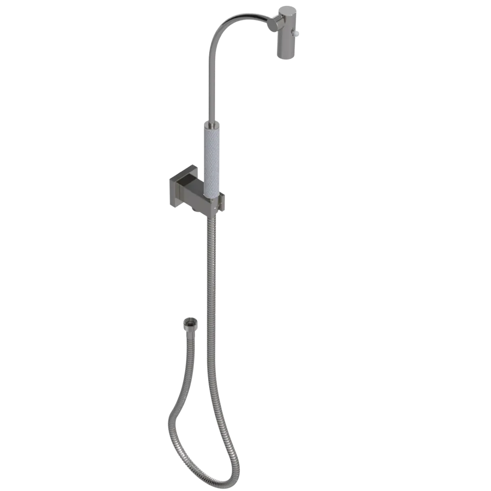 Rubinet Hand Held Shower Bidet with Extended Reach & Dual Function Spray Including Wall Bracket with Supply & Hose (Square) Polished Nickel