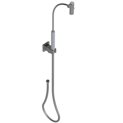 Rubinet Hand Held Shower Bidet with Extended Reach & Dual Function Spray Including Wall Bracket with Supply & Hose (Square) Polished Nickel