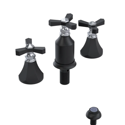 Rubinet Bidet Fitting with Spray, Diverter, and Vacum Breaker (Less Drain) Matt Black