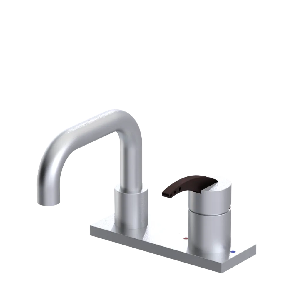 Rubinet 4" Centre Single Control Lav. Set. with Genesis spout (less drain) Satin Chrome