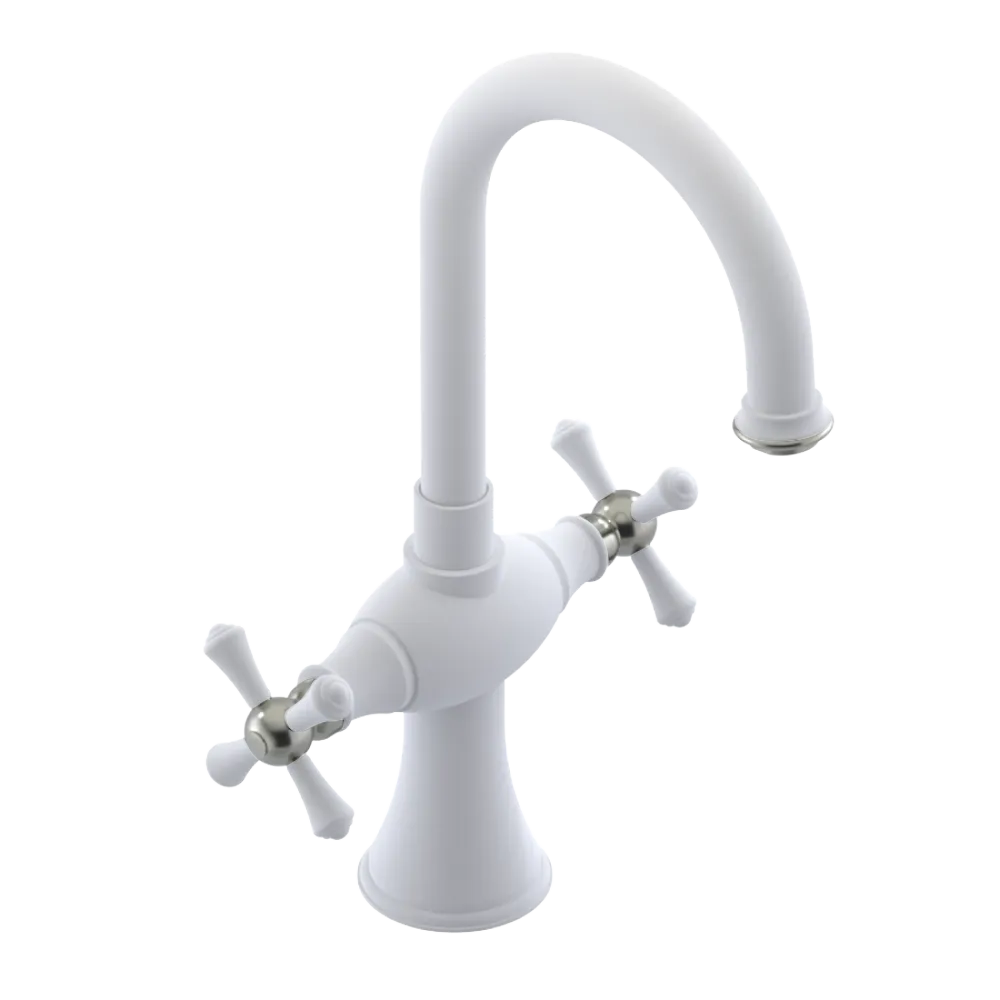 Rubinet Single Hole Dual Handle Lav. Set. (less drain) Matt White