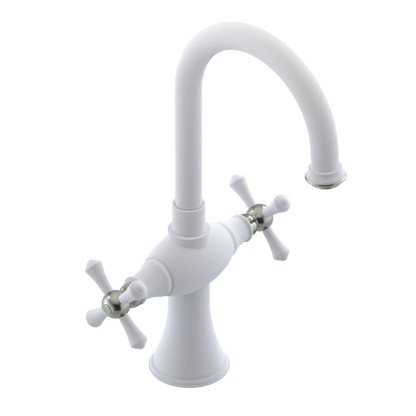 Rubinet Single Hole Dual Handle Lav. Set. (less drain) Matt White