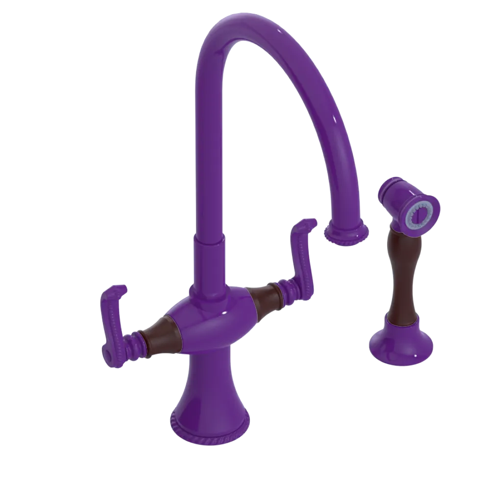 Rubinet Two Handle Single Hole Kitchen Set with Hand Spray Purple Haze