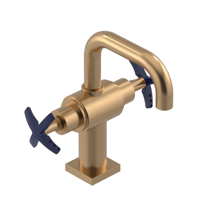 Rubinet Single Hole Dual Handle Lav. Set. with Genesis spout (less drain) Satin Gold