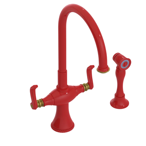 Rubinet Two Handle Single Hole Kitchen Set with Hand Spray Red