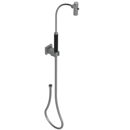 Rubinet Hand Held Shower Bidet with Extended Reach & Dual Function Spray Including Wall Bracket with Supply & Hose (Square) Satin Nickel
