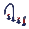 Rubinet Widespread Kitchen Set with Hand Spray Midnight Blue