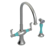 Rubinet Two Handle Single Hole Kitchen Set with Hand Spray Satin Nickel