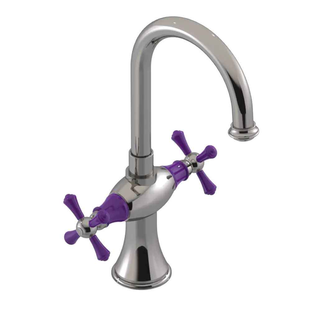 Rubinet Single Hole Dual Handle Lav. Set. (less drain) Polished Nickel