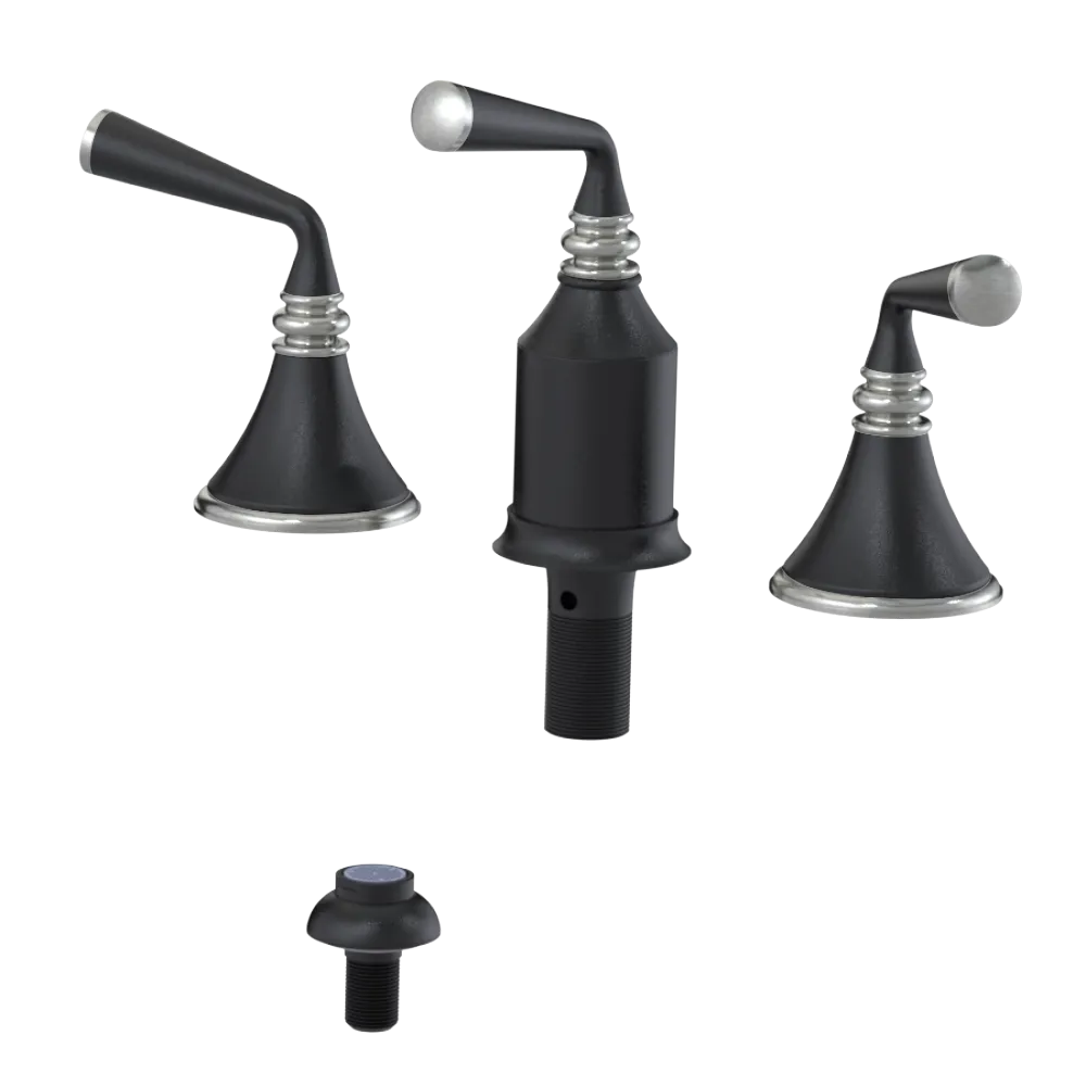 Rubinet Bidet Fitting with Spray, Diverter, and Vacum Breaker (Less Drain) Matt Black