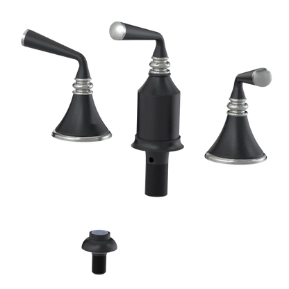 Rubinet Bidet Fitting with Spray, Diverter, and Vacum Breaker (Less Drain) Matt Black