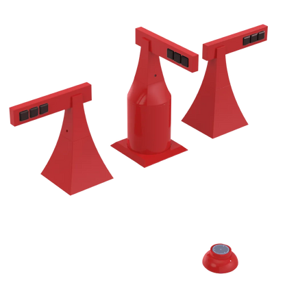 Rubinet Bidet Fitting with Spray, Diverter, and Vacum Breaker (Less Drain) Red