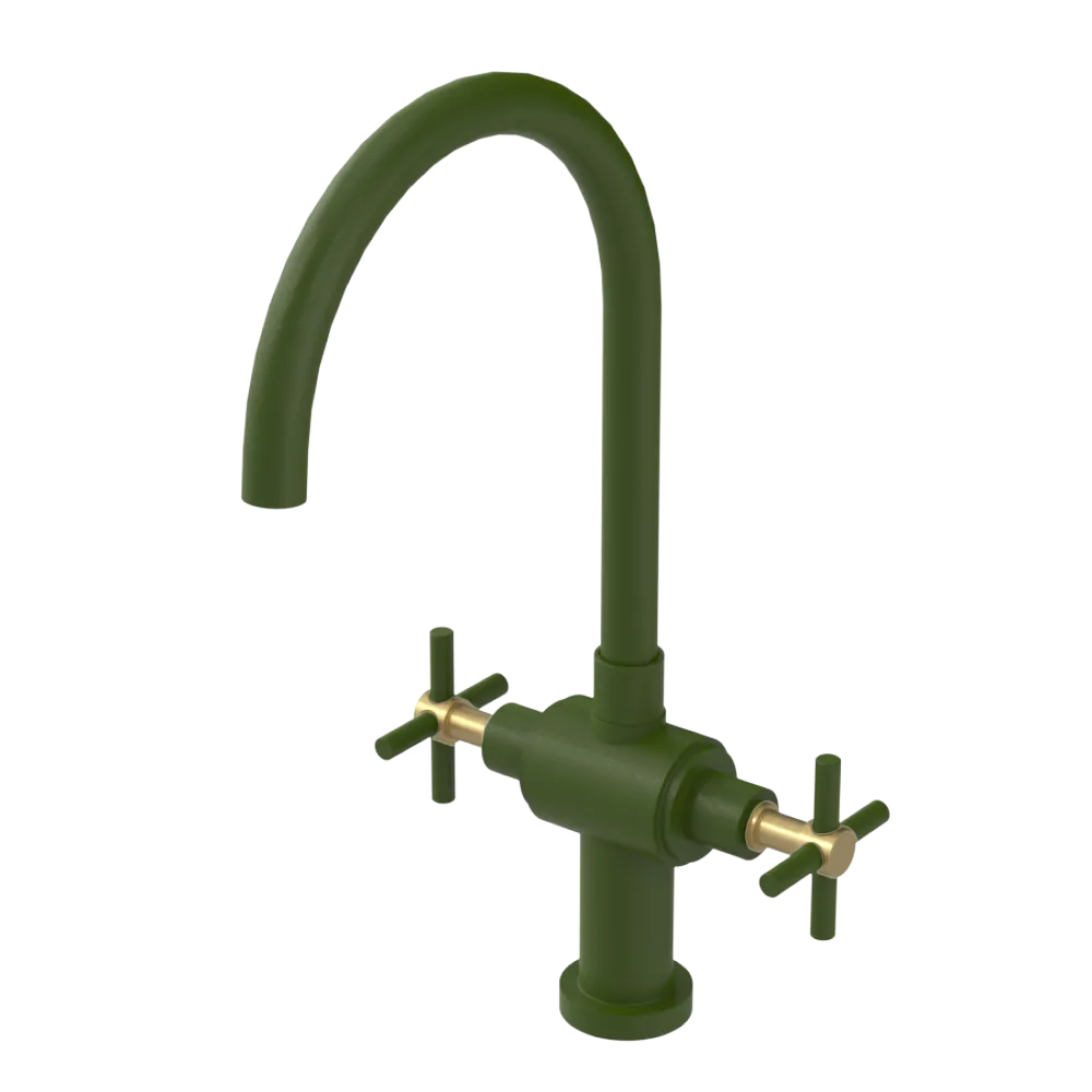 Rubinet Two Handle Single Hole Kitchen Set with LaSalle Spout Green Envy