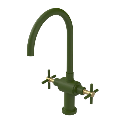 Rubinet Two Handle Single Hole Kitchen Set with LaSalle Spout Green Envy