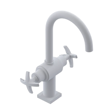 Rubinet Single Hole Dual Handle Lav. Set. (less drain) Matt White