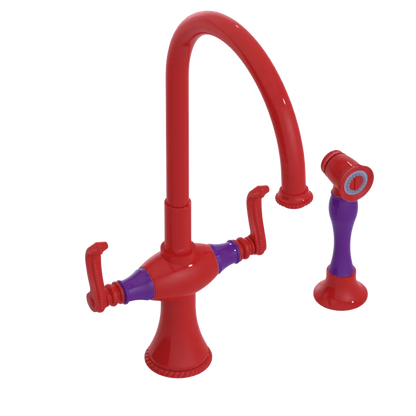 Rubinet Two Handle Single Hole Kitchen Set with Hand Spray Red