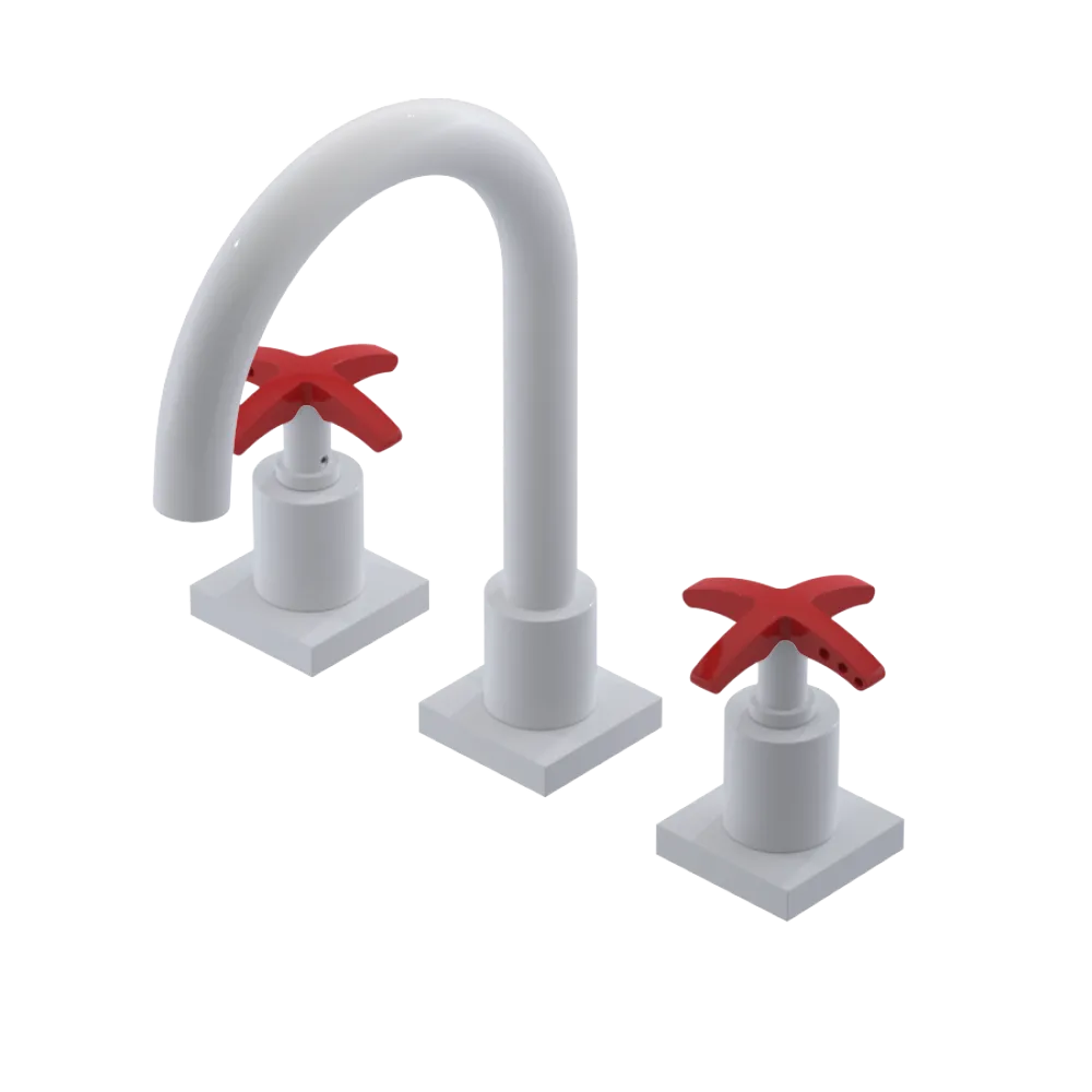 Rubinet Widespread Lav. Set. (less drain) White
