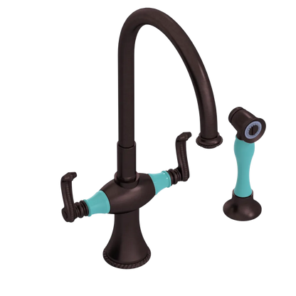 Rubinet Two Handle Single Hole Kitchen Set with Hand Spray Tuscan Brass