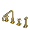 Rubinet Widespread Kitchen Set with Genesis Spout with Hand Spray Natural Brass