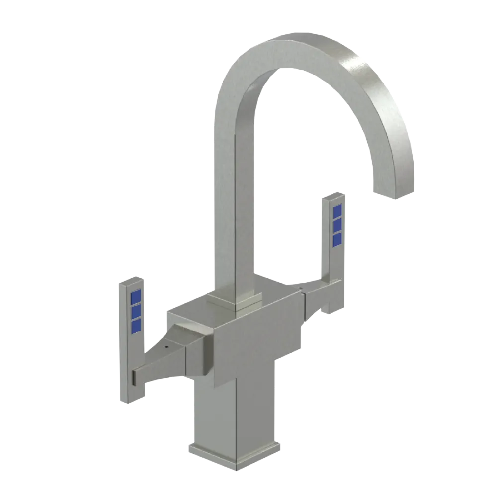 Rubinet Single Hole Dual Handle Lav. Set. (less drain) Satin Nickel