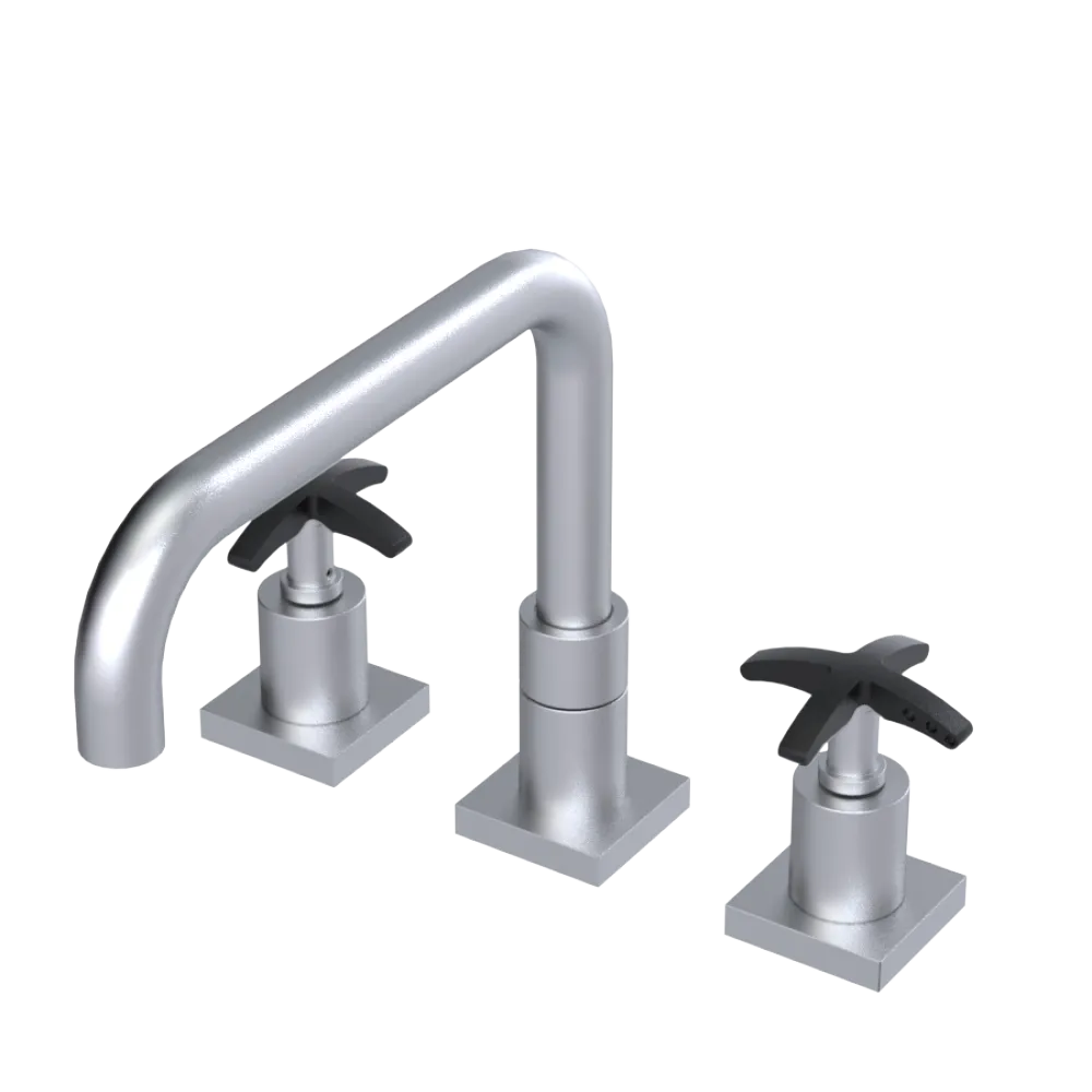 Rubinet Widespread Kitchen Set with Genesis Spout Satin Chrome