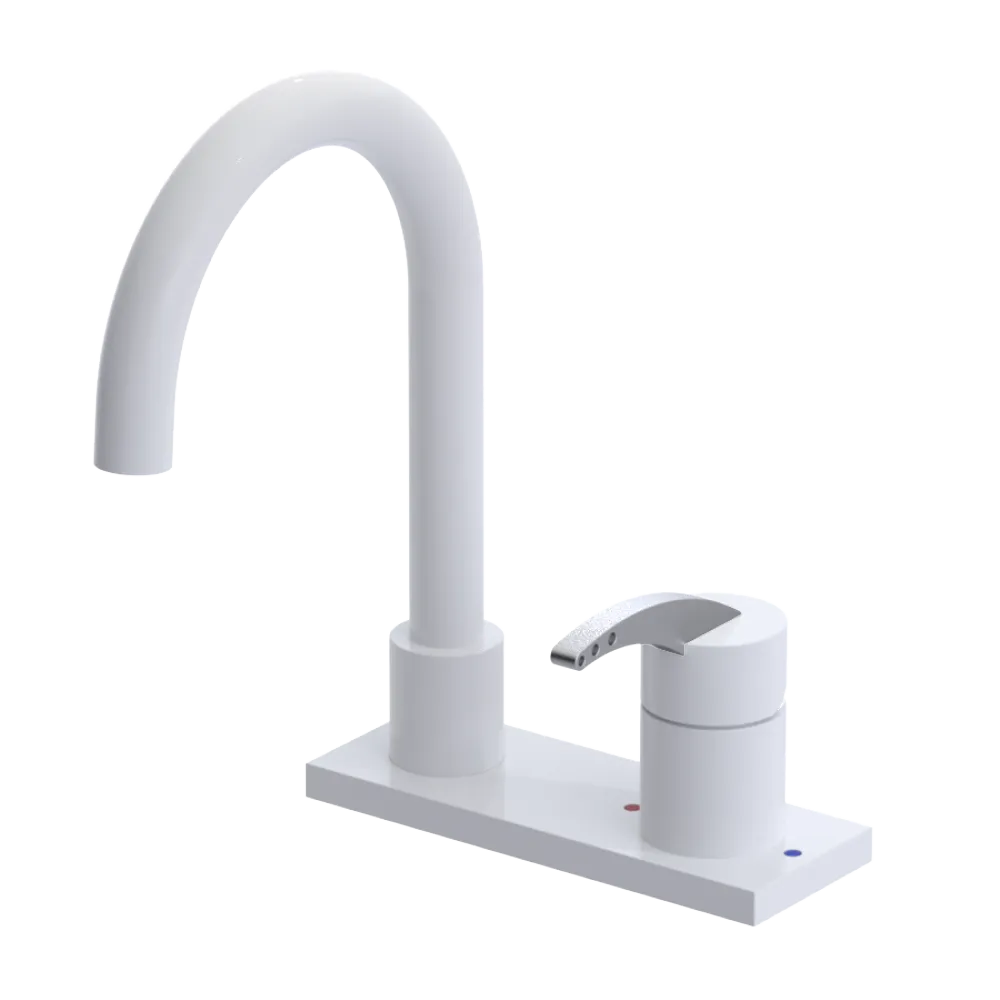 Rubinet 4" Centre Single Control Lav. Set. (less drain) White
