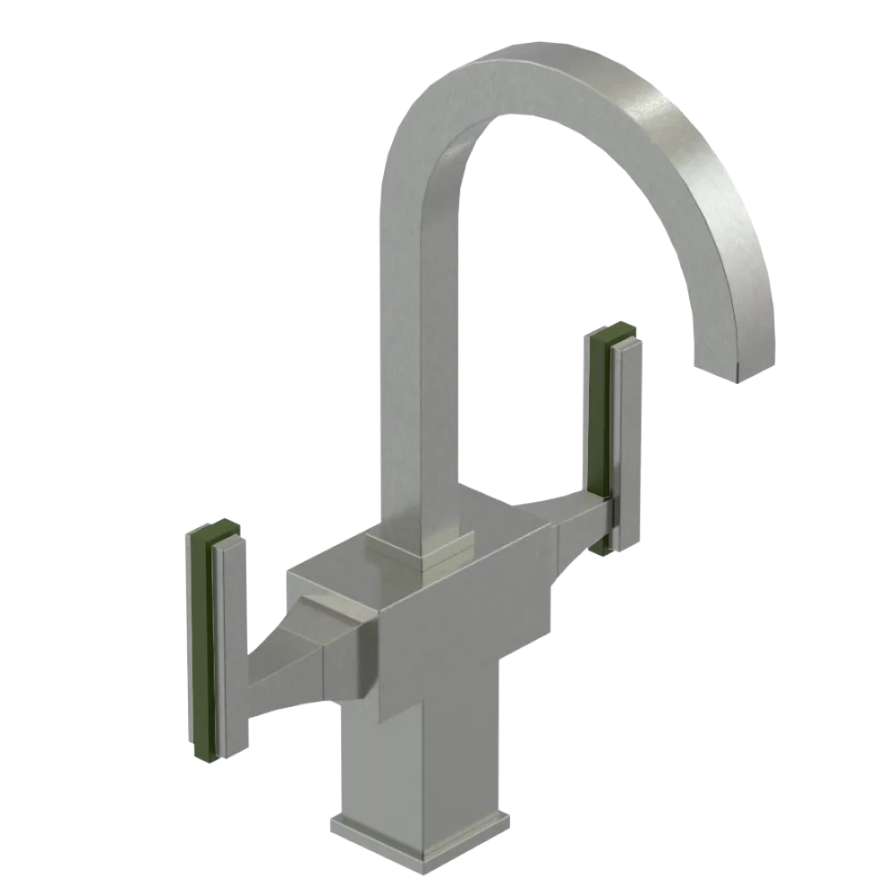 Rubinet Single Hole Dual Handle Lav. Set. (less drain) Satin Nickel