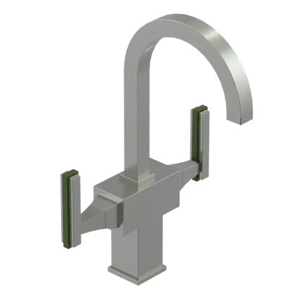 Rubinet Single Hole Dual Handle Lav. Set. (less drain) Satin Nickel