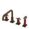 Rubinet Widespread Kitchen Set with Genesis Spout with Hand Spray Tuscan Brass