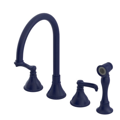Rubinet Widespread Kitchen Set with Hand Spray Midnight Blue
