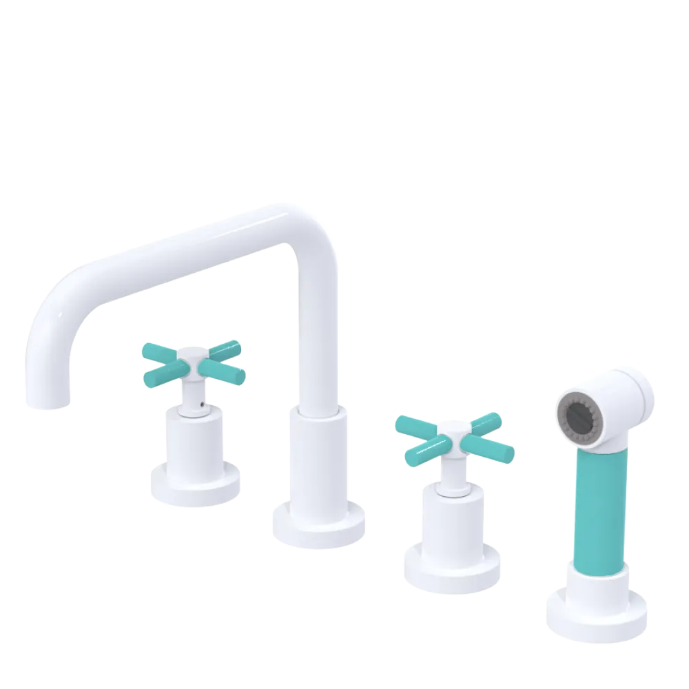 Rubinet Widespread Kitchen Set with Hand Spray White