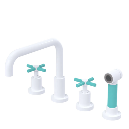 Rubinet Widespread Kitchen Set with Hand Spray White