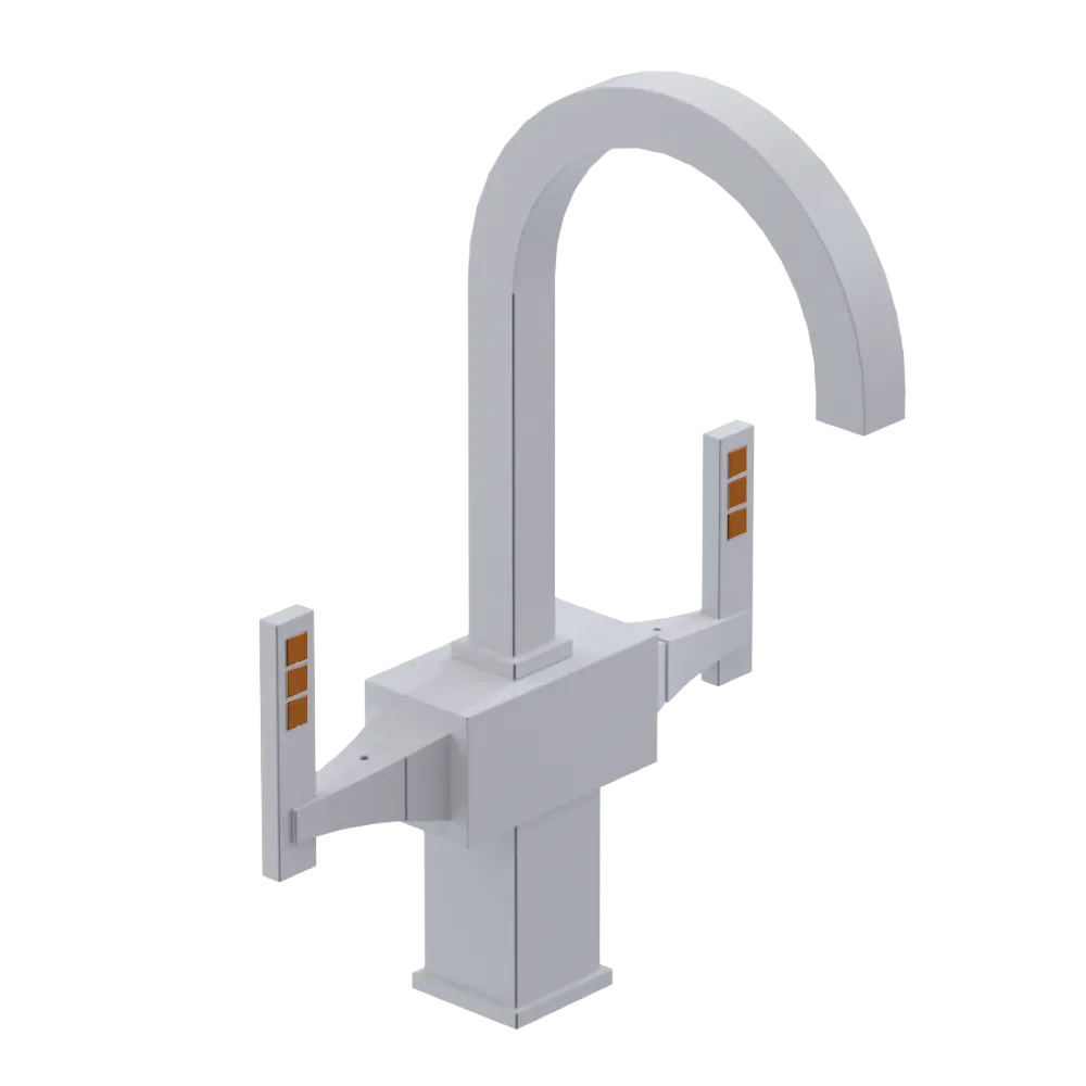 Rubinet Single Hole Dual Handle Lav. Set. (less drain) White