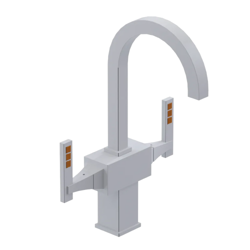 Rubinet Single Hole Dual Handle Lav. Set. (less drain) White