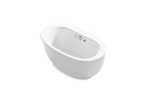 Sunstruck® 60-1/2" x 34-1/2" freestanding Heated BubbleMassage™ air bath with Bask® heated surface and fluted shroud