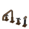 Rubinet Widespread Kitchen Set with Genesis Spout with Hand Spray Tuscan Brass