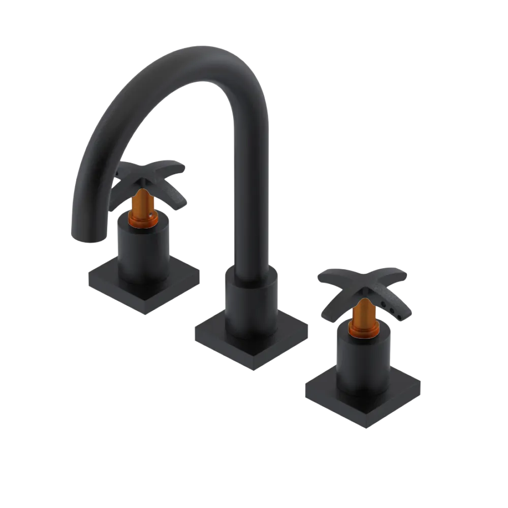Rubinet Widespread Lav. Set. (less drain) Matt Black