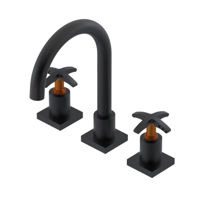 Rubinet Widespread Lav. Set. (less drain) Matt Black