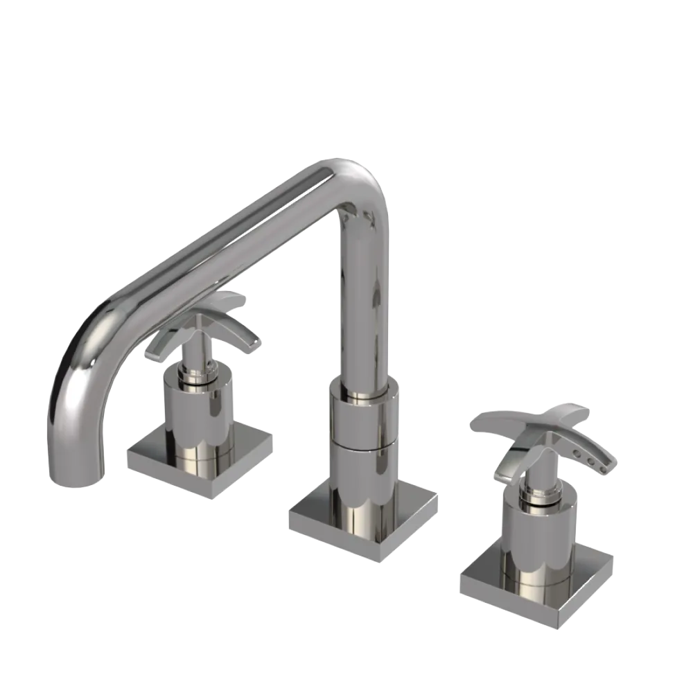 Rubinet Widespread Kitchen Set with Genesis Spout Polished Nickel
