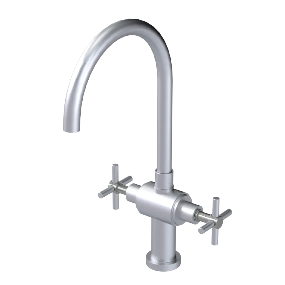 Rubinet Two Handle Single Hole Kitchen Set with LaSalle Spout Satin Chrome