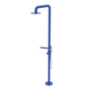 Rubinet Pressure Balance Outdoor Shower with Hand Held Shower & 10" Shower Head (with shelf) - 304 Stainless Steel Blu Jean