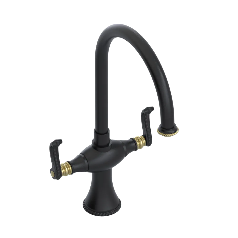 Rubinet Two Handle Single Hole Kitchen Set Matt Black