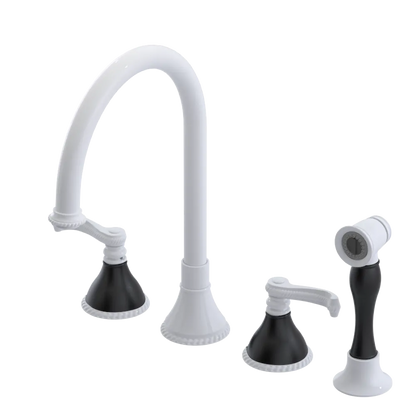Rubinet Widespread Kitchen Set with Hand Spray White