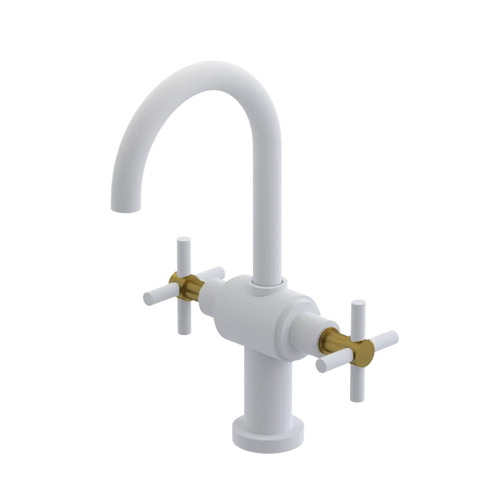 Rubinet Single Hole Dual Handle Lav. Set with LaSalle Spout (less drain) Matt White