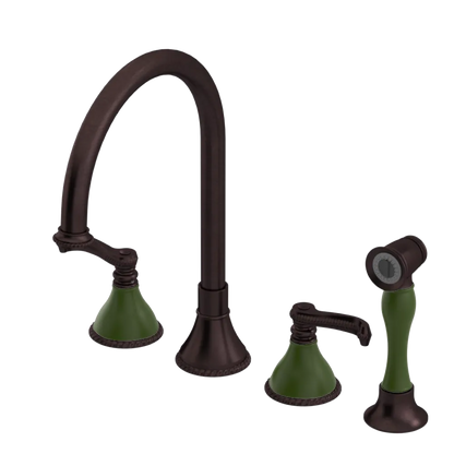 Rubinet Widespread Kitchen Set with Hand Spray Tuscan Brass