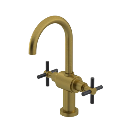 Rubinet Single Hole Dual Handle Lav. Set with LaSalle Spout (less drain) Antique Brass Matt