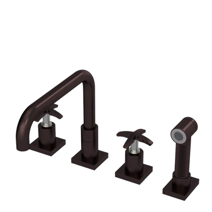 Rubinet Widespread Kitchen Set with Genesis Spout with Hand Spray Oil Rubbed Bronze