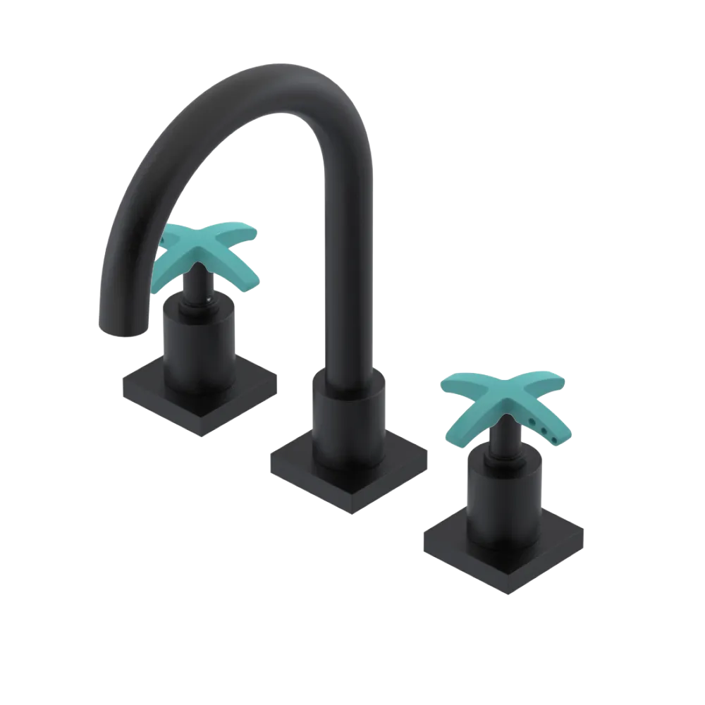 Rubinet Widespread Lav. Set. (less drain) Matt Black