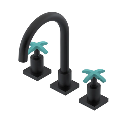 Rubinet Widespread Lav. Set. (less drain) Matt Black